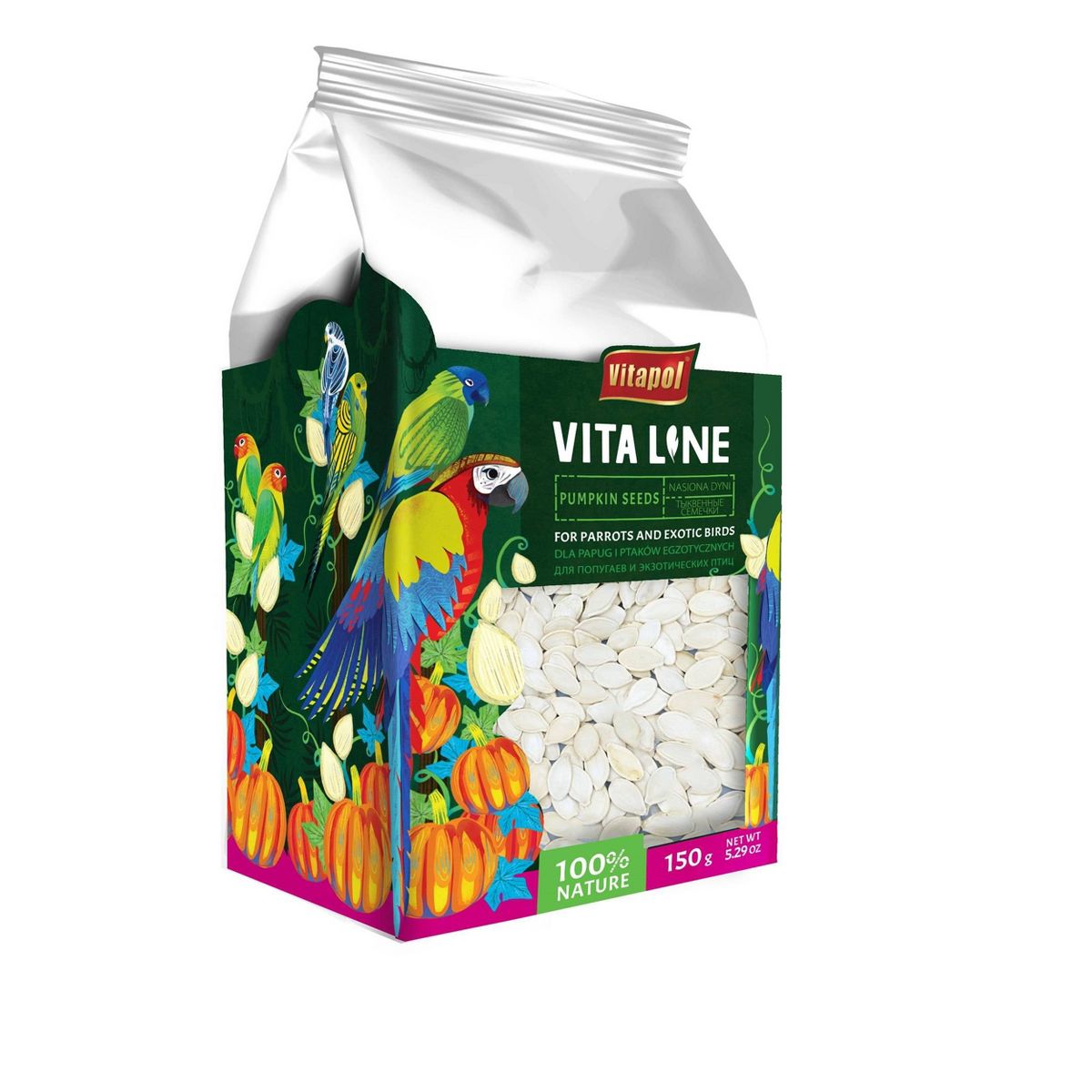 A&E Cage Company Vitapol VitaLine Pumpkin Seeds for Parrots and Exotoc Birds - 150 Grams