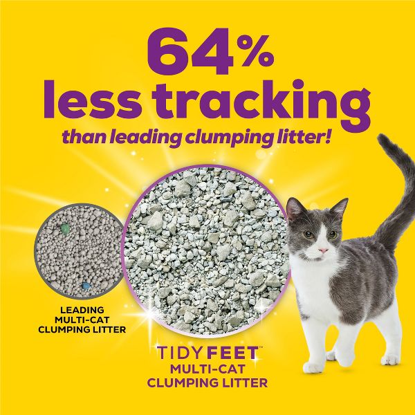 Purina Tidy Cats Tidy Feet Clumping Unscented Low-Tracking Multi-Cat Clay Cat Litter - 20 Lbs - Case of 2