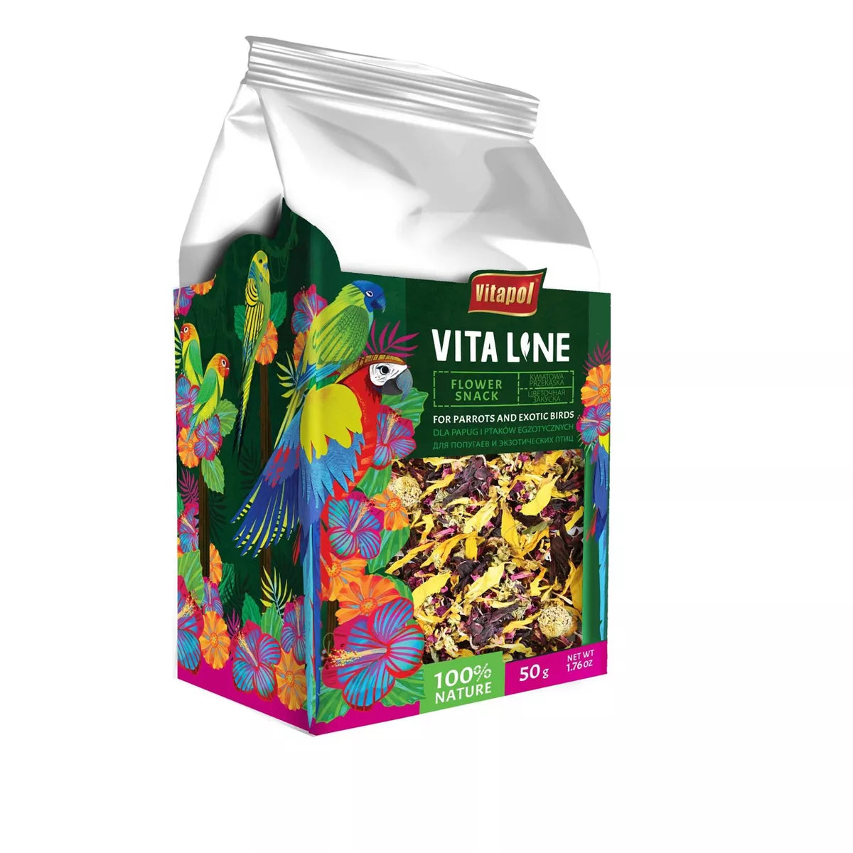 A&E Cage Company Vitapol VitaLine Flower Snack for Parrots and Exotic Birds - 50 Grams