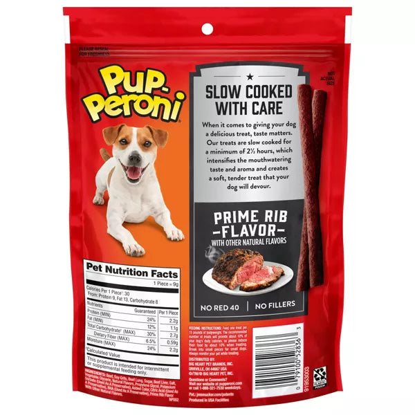 Pup-Peroni Prime Rib Steak Flavor Slow-Cooked Soft and Chewy Dog Treats - 5.6 Oz - 8 Pack
