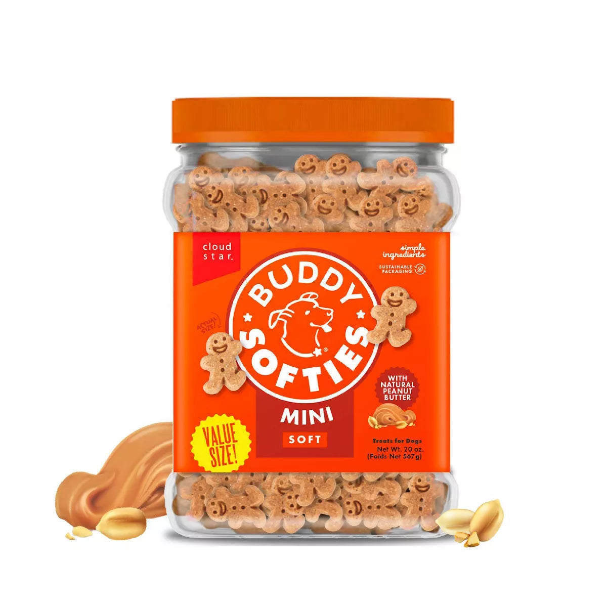Buddy Biscuits Buddy Softies Peanut Butter Soft Chewy Dog Treats - Mini - 20 Oz Jar