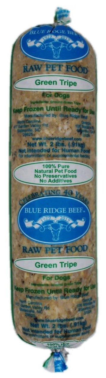 Blue Ridge Beef Frozen Food Green Tripe Dog Chubs - 2 lb Chub