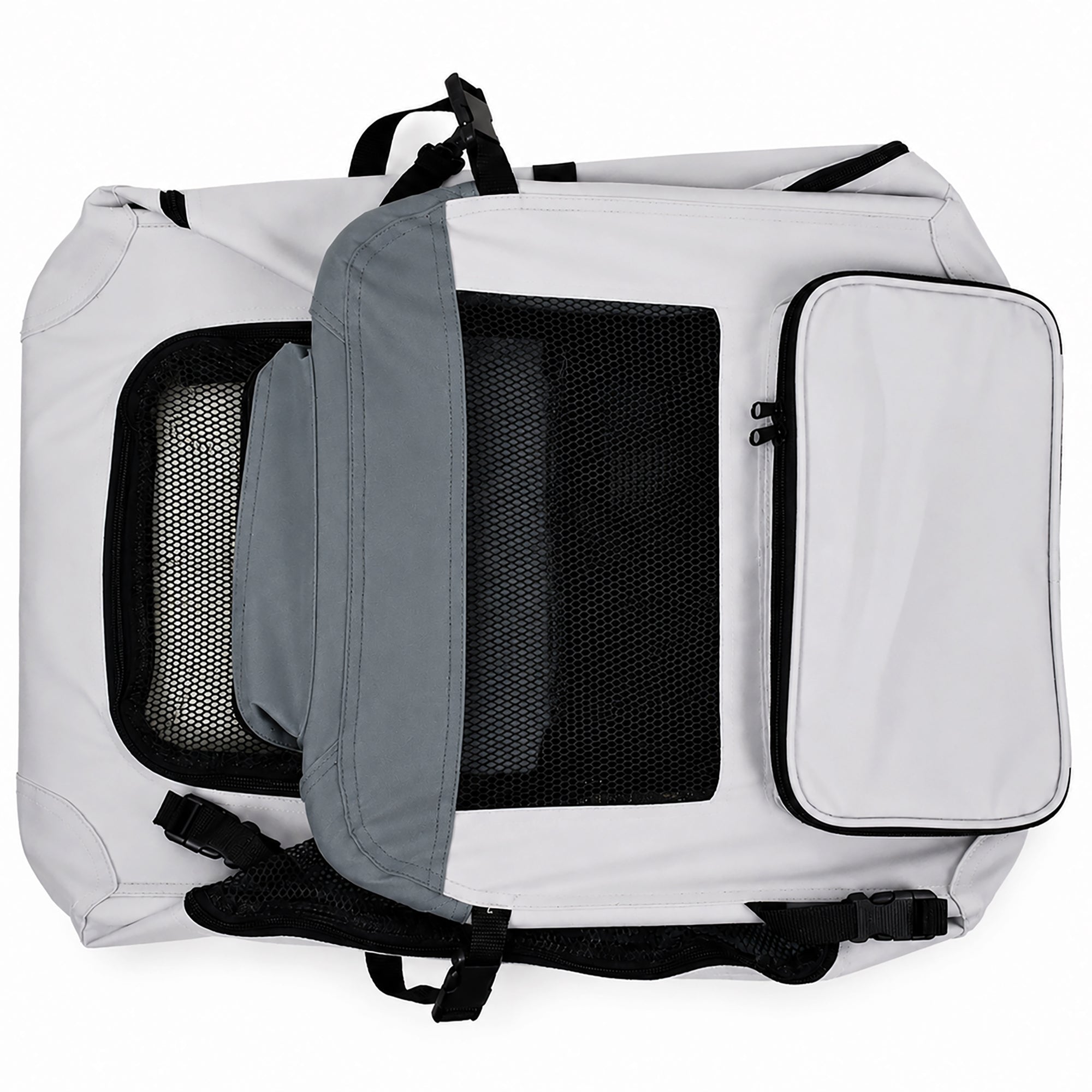 Pet Life ® Tailgate-Den Collapsible Travel Pet Crate with Dual Bowls and Storage