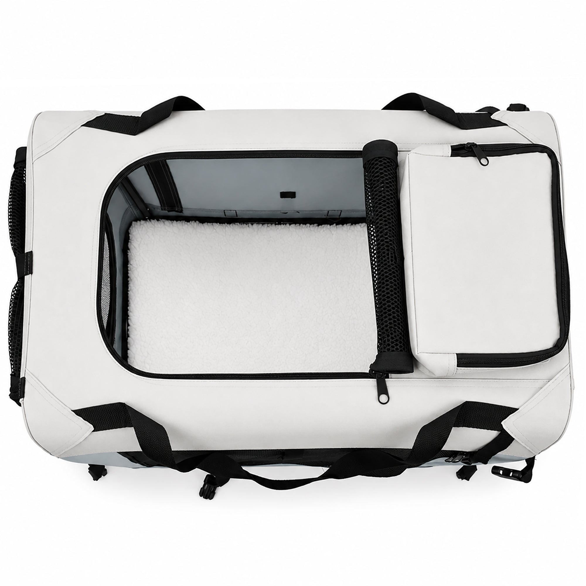 Pet Life ® Tailgate-Den Collapsible Travel Pet Crate with Dual Bowls and Storage