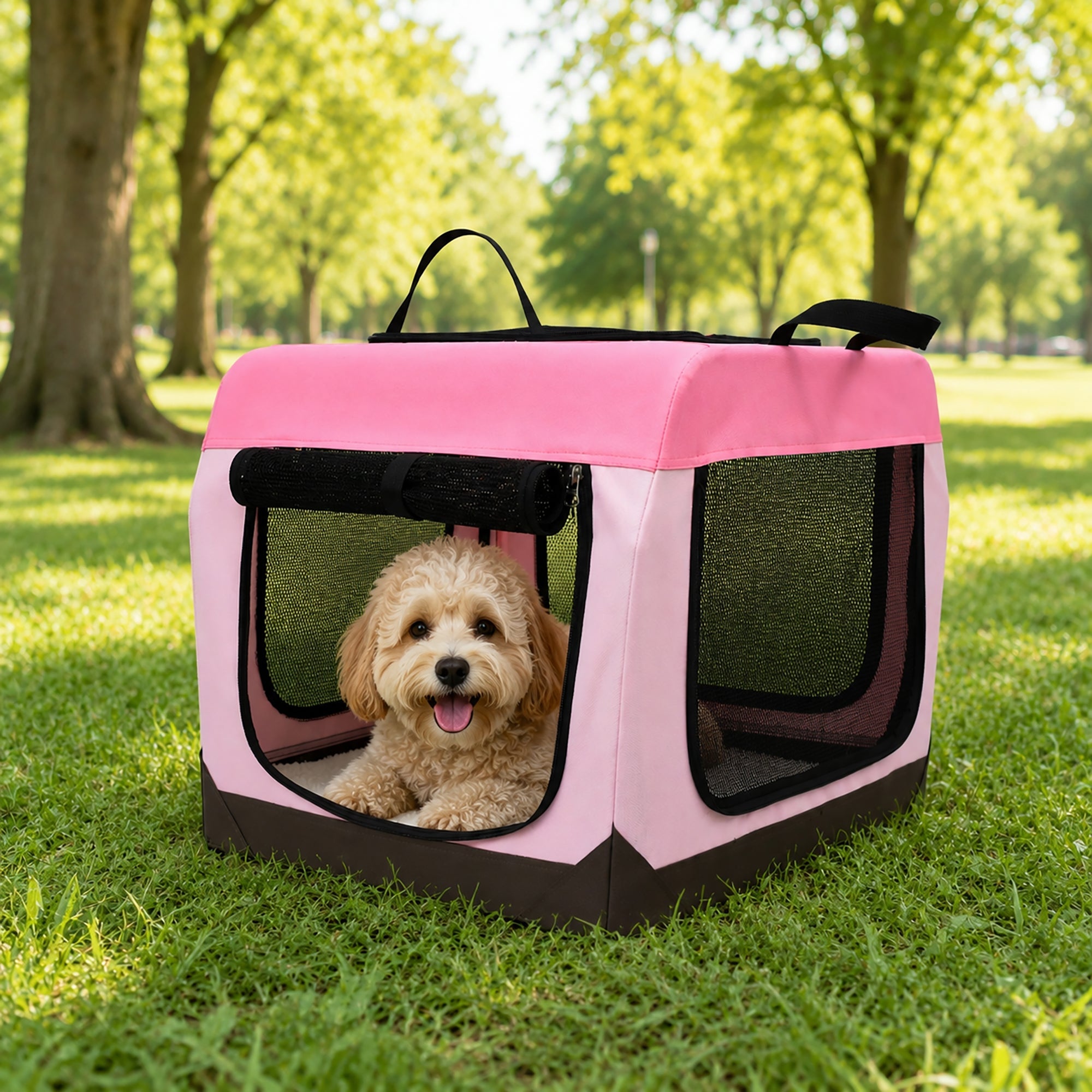 Pet Life ® OpenView Premium Ventilated Collapsible Soft-Sided Travel Pet Crate