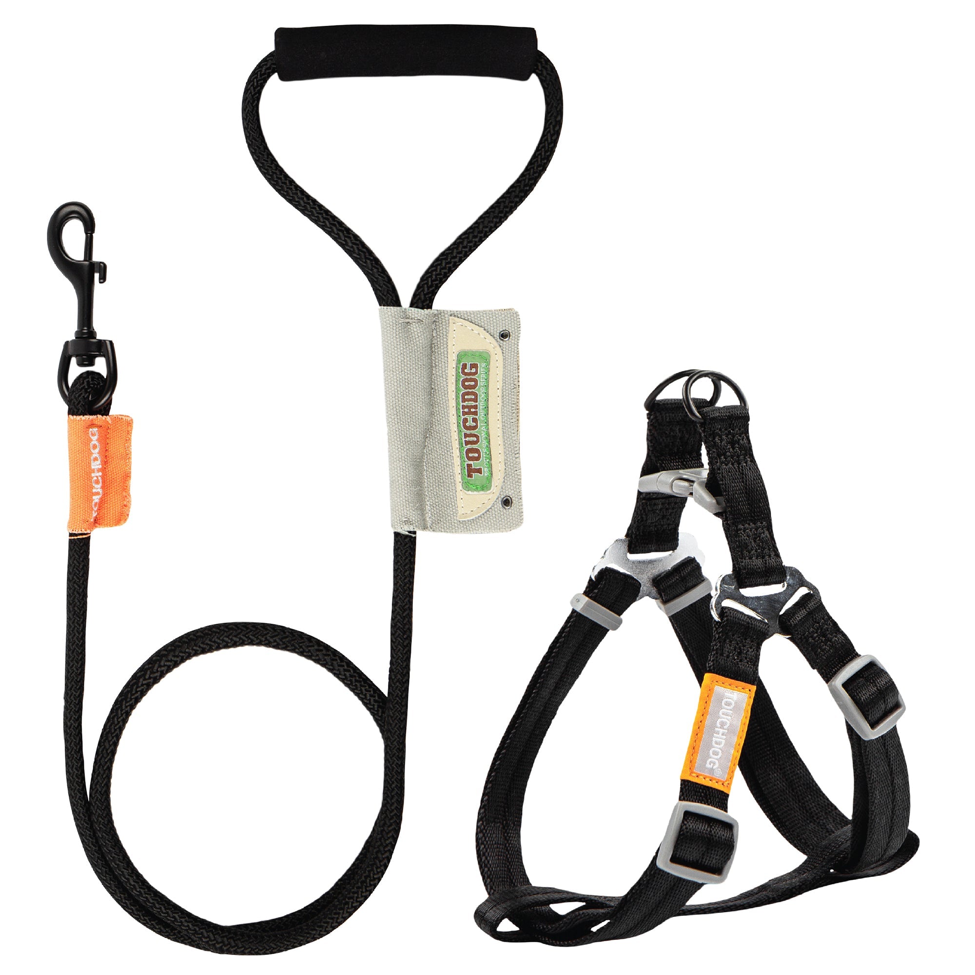 Touchdog ® 'Macaron' 2-in-1 Durable Nylon Dog Harness and Leash Black Small