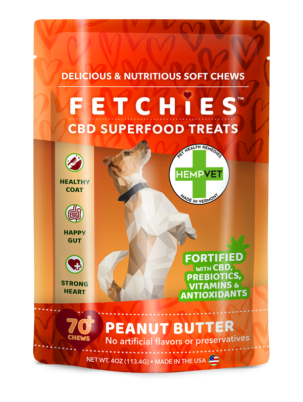 Reilly's Hempvet Fetchies CBD Superfood Peanut Butter Soft and Chewy Dog Treats - 4 Oz  