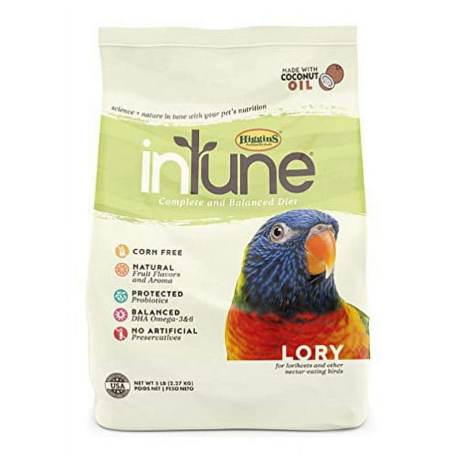 Higgins InTune Lory Corn-Free Omega-3 Lorikeet Bird Food 5 Pounds