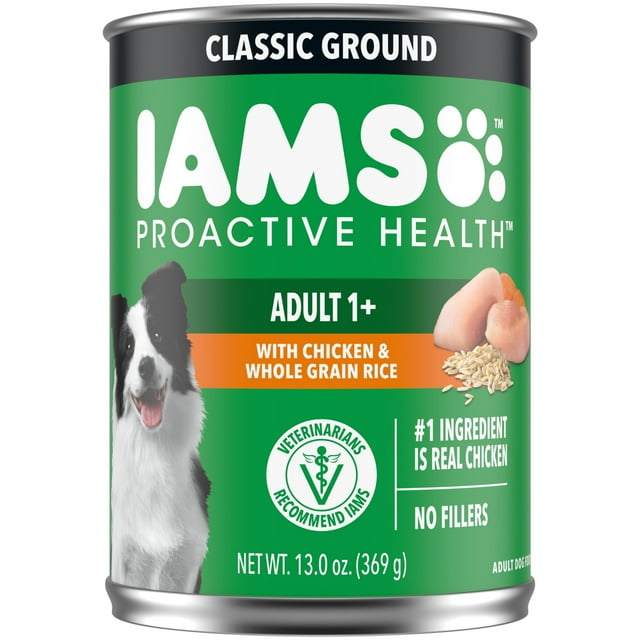 IAMS ProActive Health Ground Dinner Chicken and Whole Grain Rice Pate Adult Canned Dog Food - 13.2 Oz - Case of 12