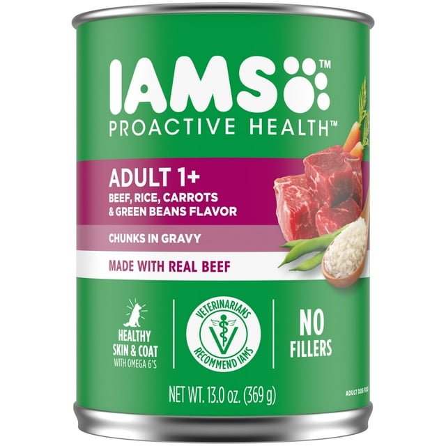 IAMS ProActive Health Beef Rice and Vegetable Chunks in Gravy Adult Canned Dog Food - 12.3 Oz - Case of 12 Default Title