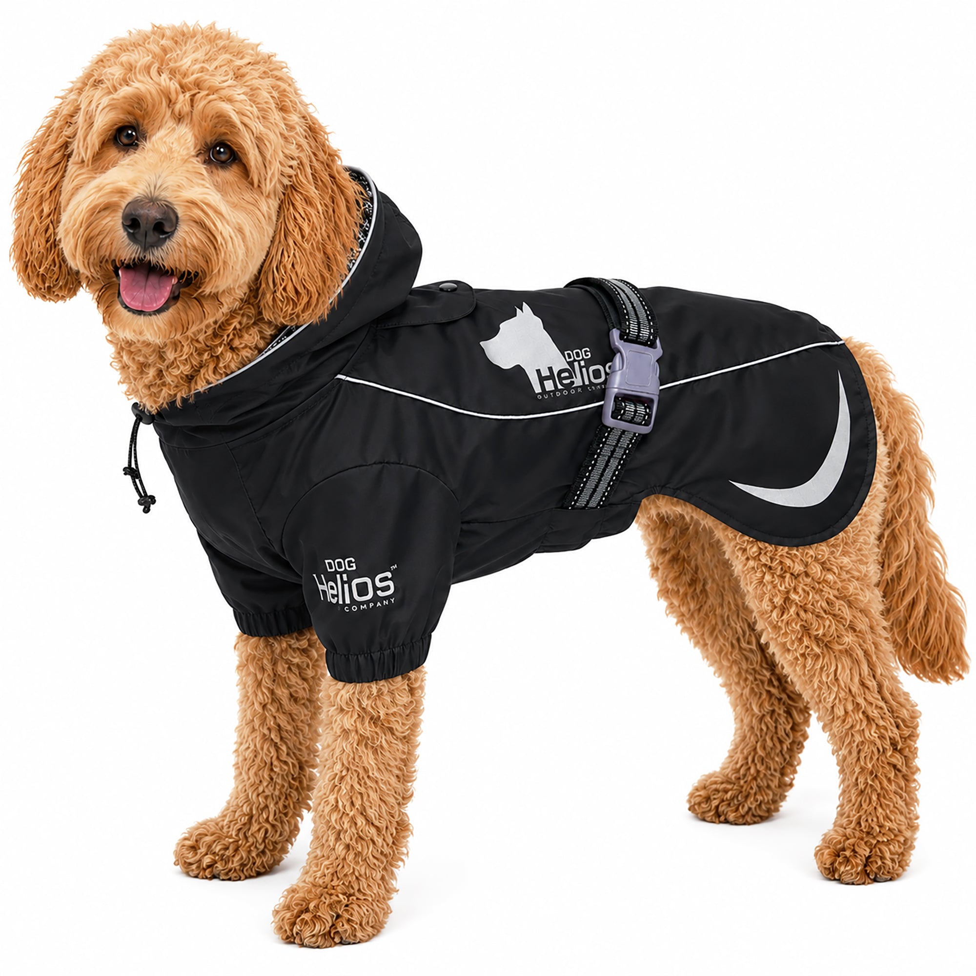Dog Helios 'Ice-Breaker' Extendable Hooded Dog Coat w/ Heat Reflective Technology X-Small Black