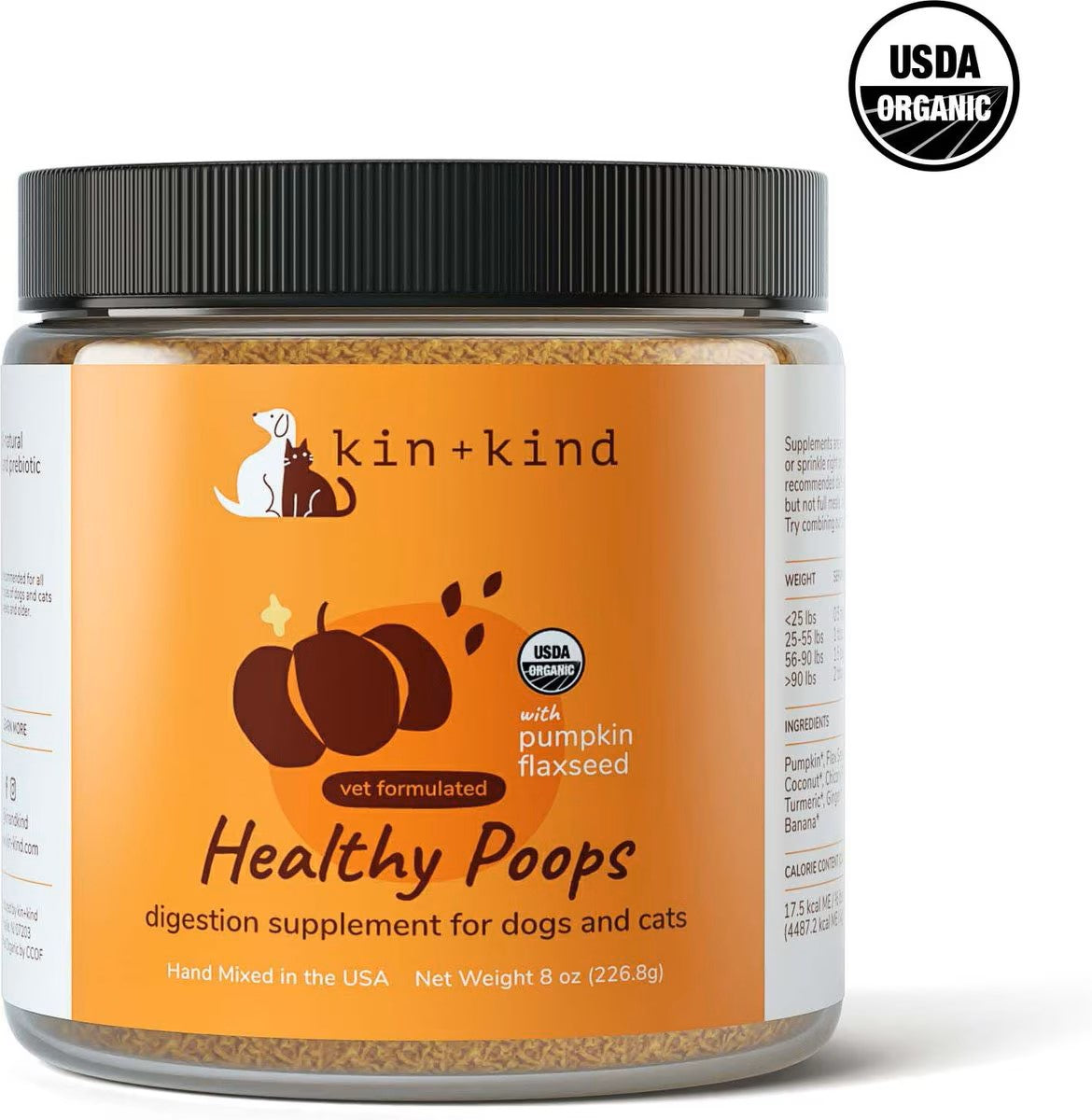 KIN + KIND Raw Superfood Supplements Healthy Poops Cat and Dog - 8 oz Jar