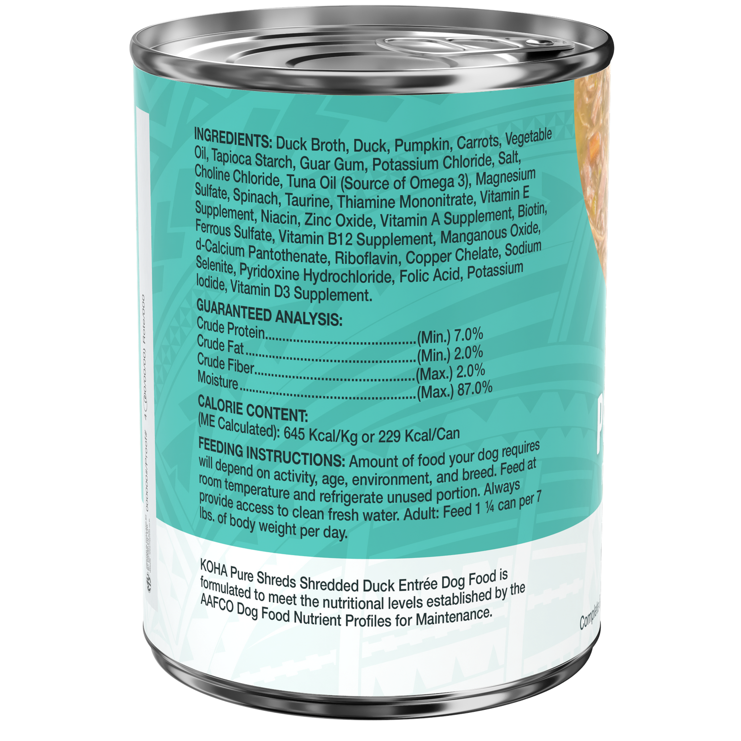 Koha Grain-Free Pure Shreds Shredded Duck Entrée Canned Dog Food - 12.5 Oz - Case of 12