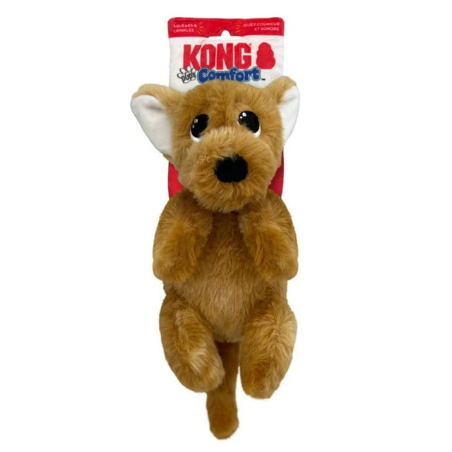 Kong Comfort Pups Peanut Low-Stuffing Crinkle and Squeak Plush Dog Toy - Small