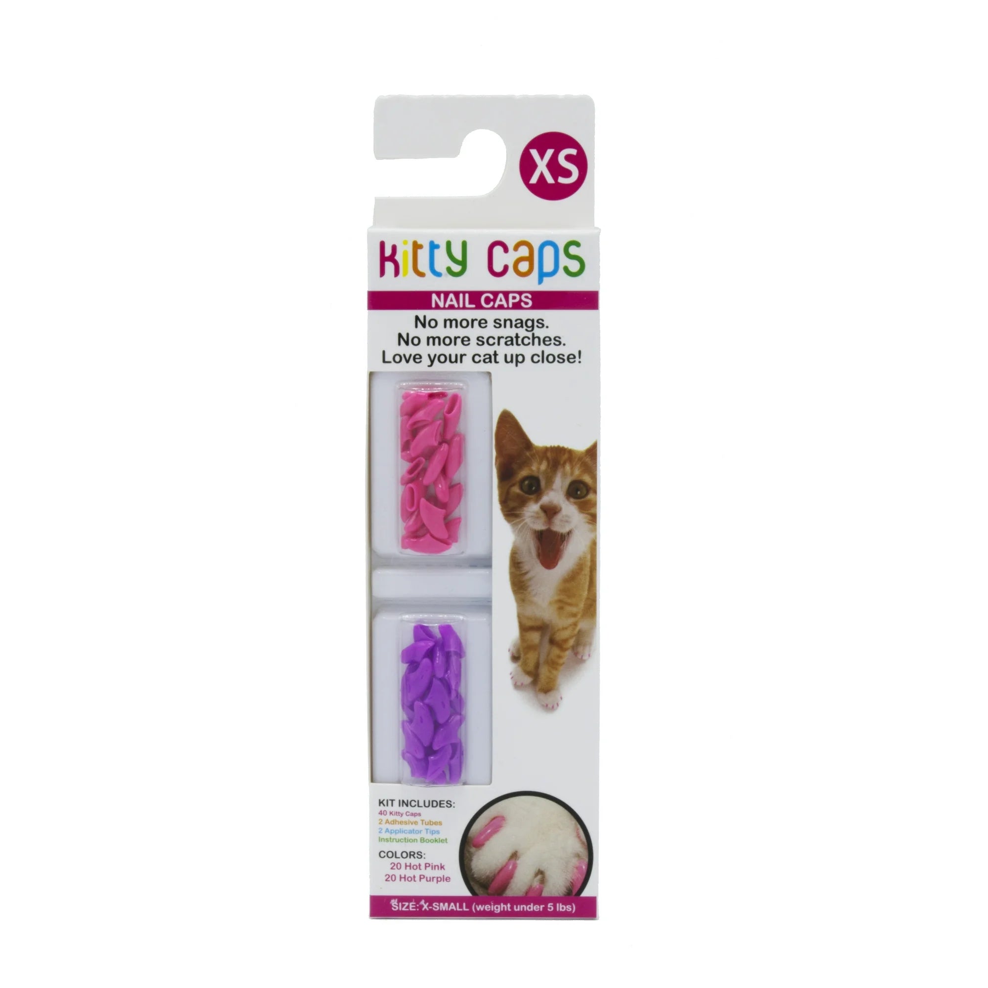 Fetch for Pets Kitty Anti-Scratching Cat Rubber Nail Tip Covers - Pink/Purple - Extra Small - 40 Count