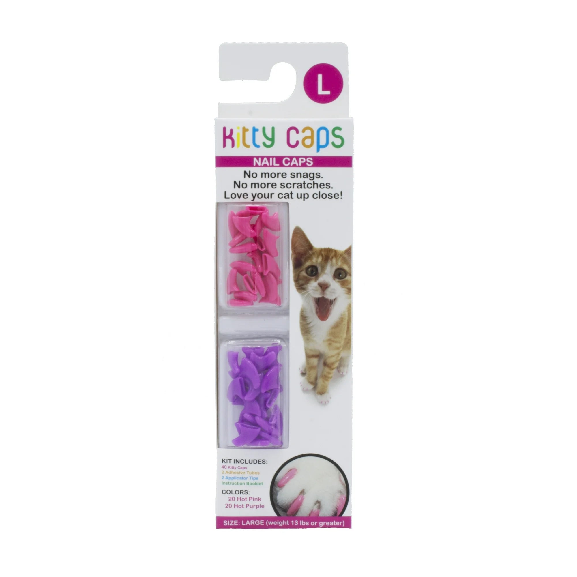 Fetch for Pets Kitty Anti-Scratching Cat Rubber Nail Tip Covers - Pink/Purple - Large - 40 Count