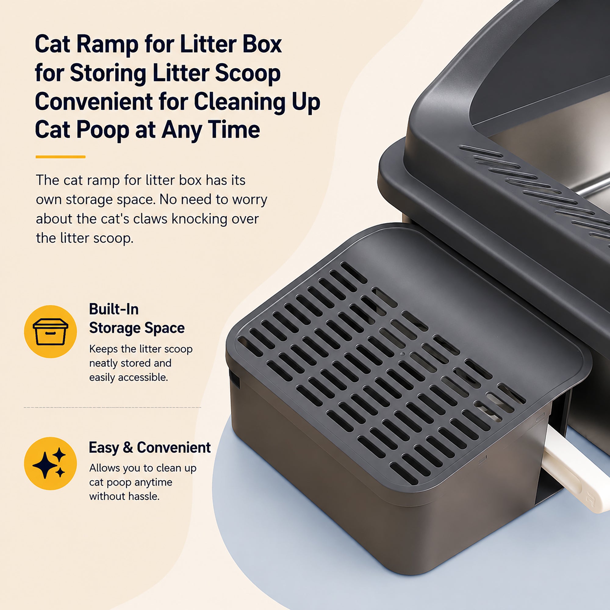 Pet Life ® “Open-Top” Modern Mess-Reducing Stainless Steel Cat Litter Box