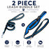 Pet Life ® Accordion and Hand's Free Belt-Clip Dog Leash - 2 Piece Set Blue