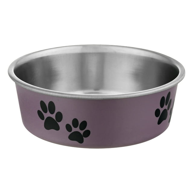 Loving Pets Bella Stainless Steel Cat and Dog Bowl Grape Medium