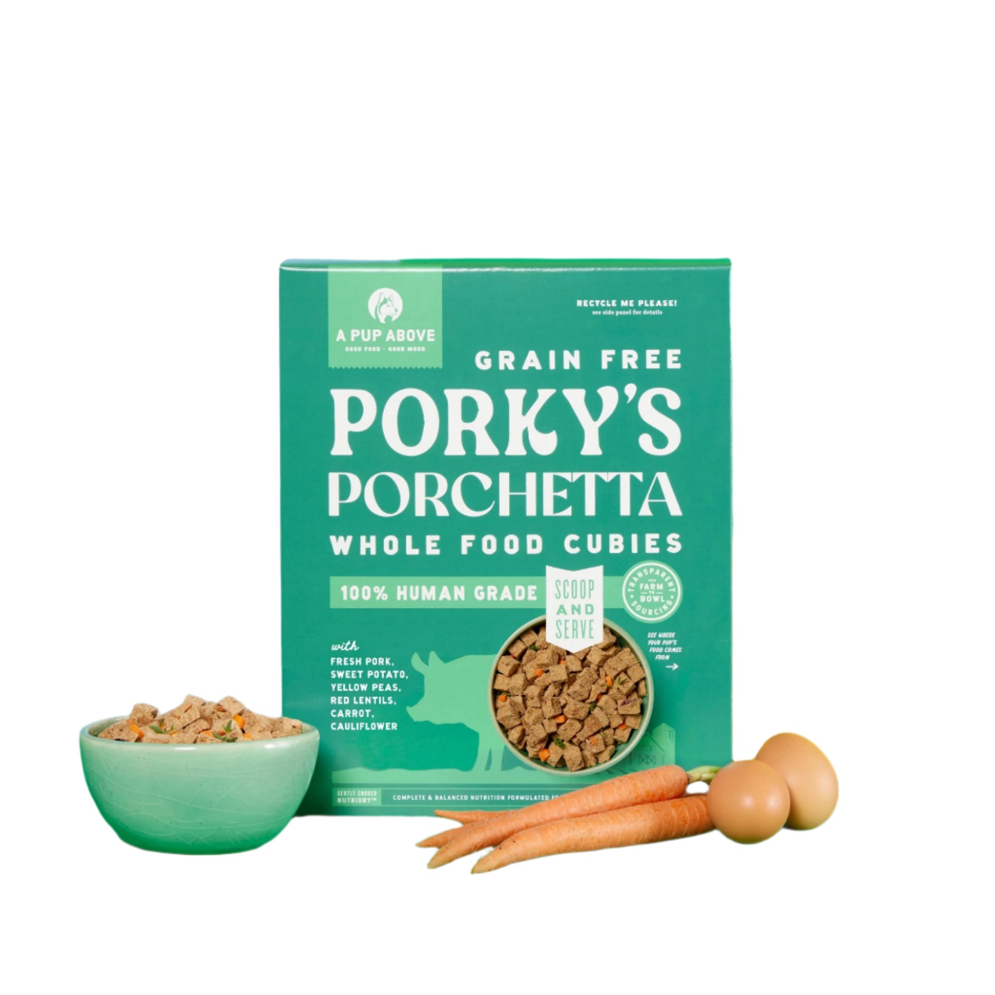 A Pup Above Cubies Grain-Free Porky's Porchetta Air-Dried Dog Food - 2 Lbs - 4 Count