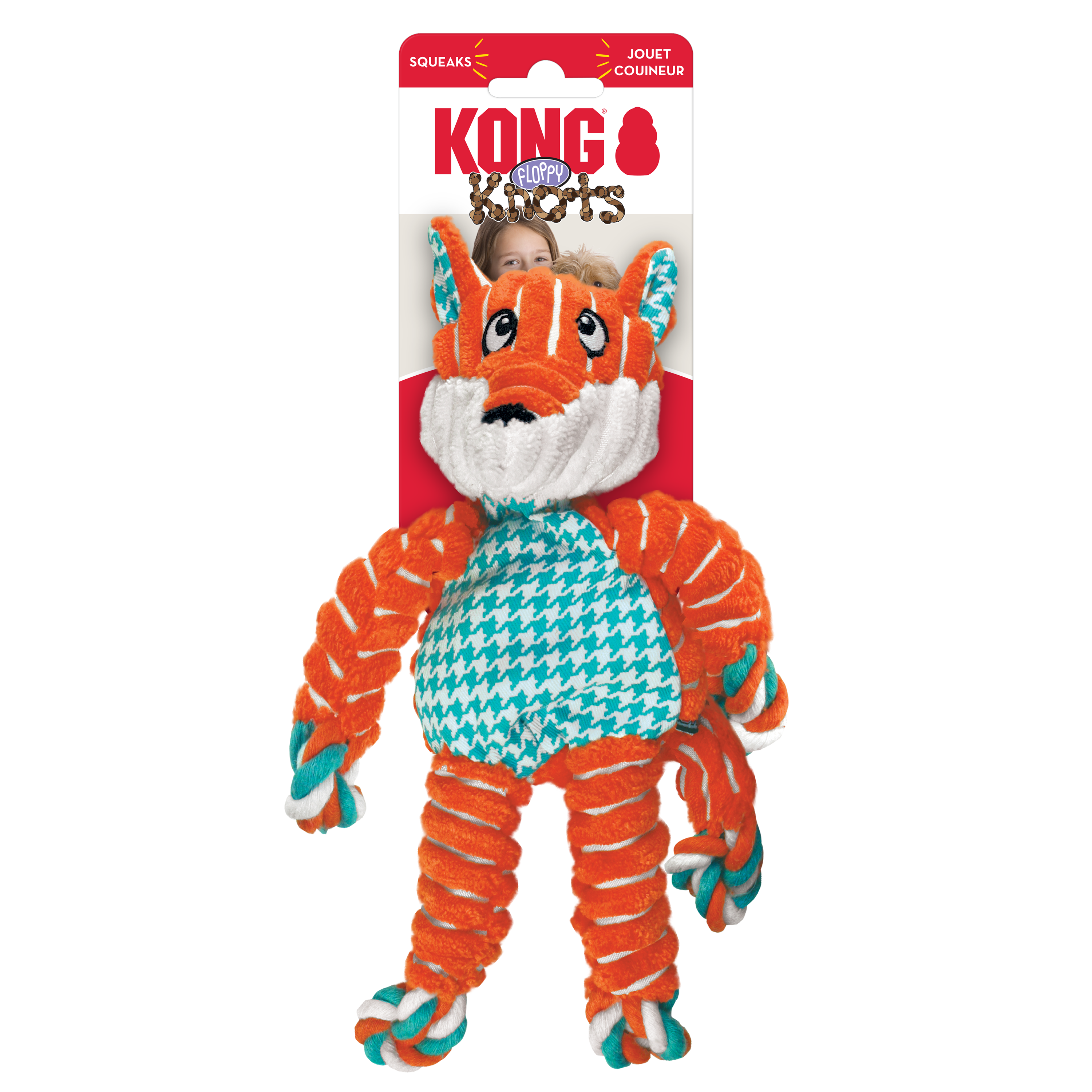 Kong Floppy Knotz Fox Internal Knotted Rope and Squeak Dog Toy - Medium/Large  