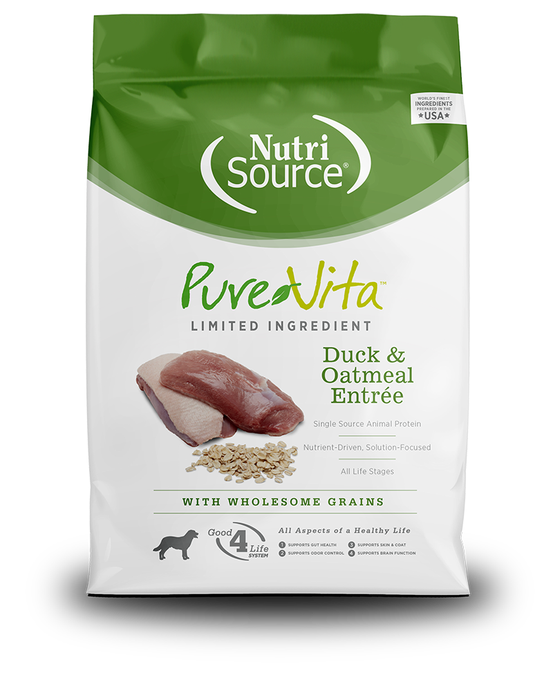 Nutrisource Pure Vita Small Bites Duck & Oatmeal Dry Dog Food - 15 lb Bag