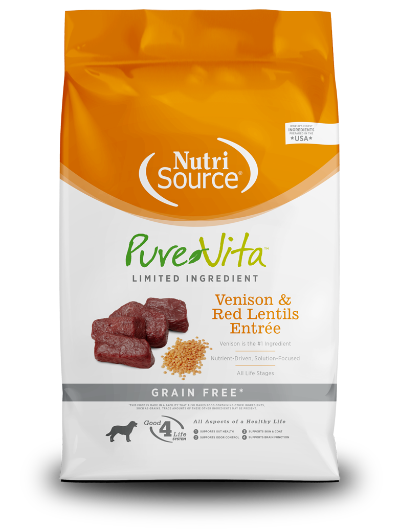 Nutrisource Pure Vita Grain Free Venison Dry Dog Food - 25 lb Bag