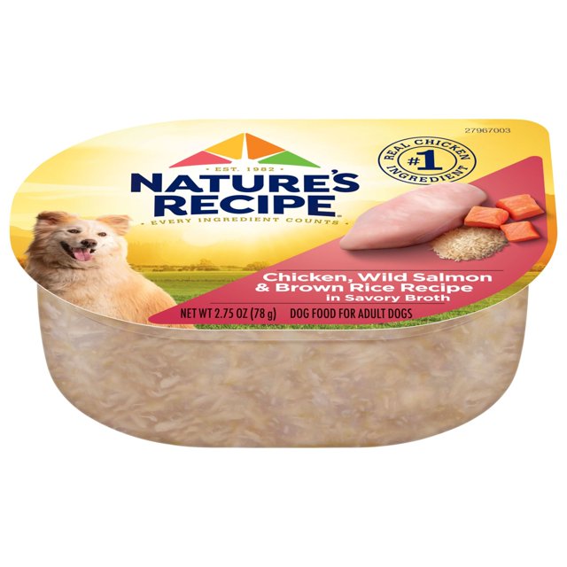 Nature's Recipe Chicken and Wild Salmon with Broth Wet Dog Food Tray - 2.75 Oz - Case of 12 Default Title