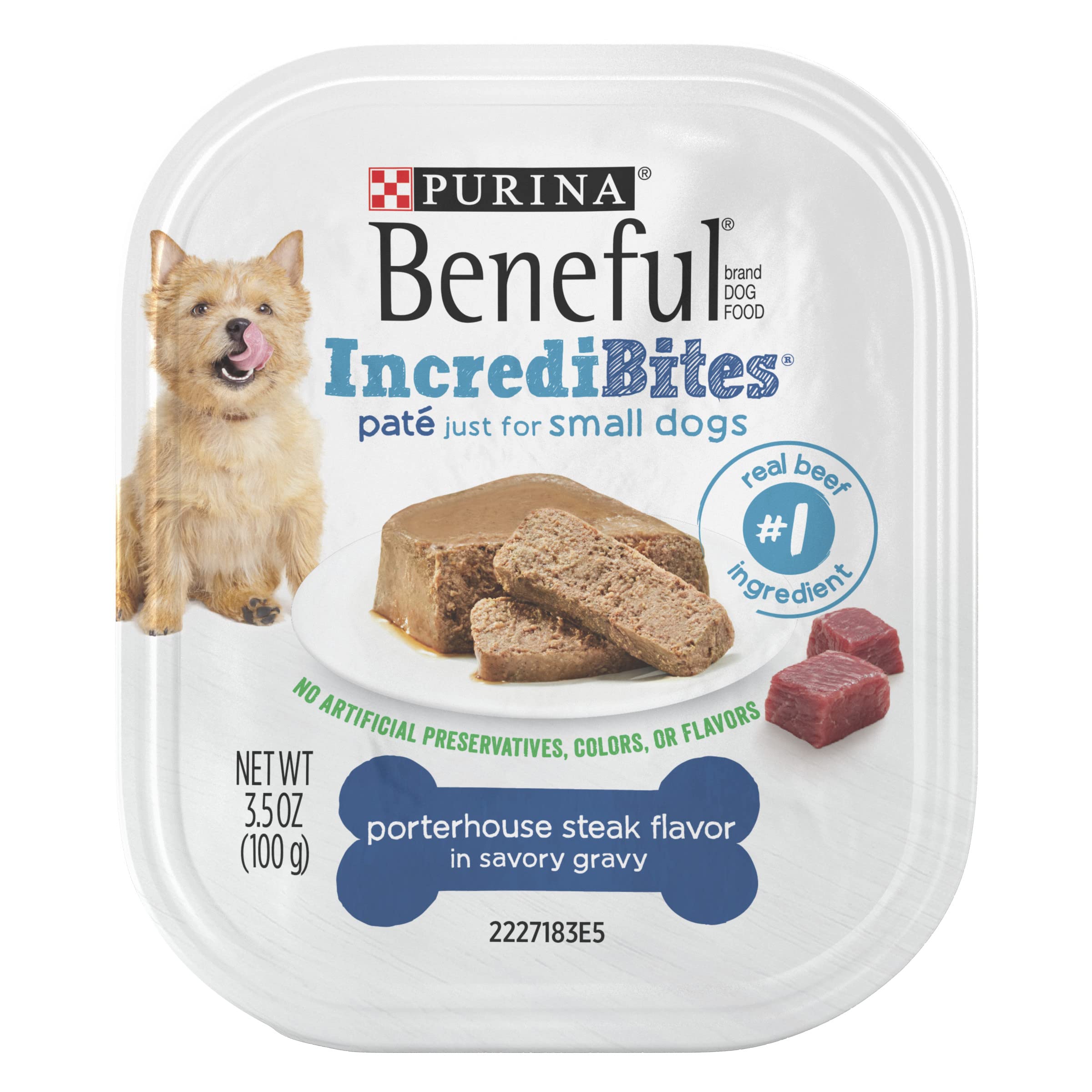 Purina Beneful Beef Porterhouse Steak in Gravy Pate Small-Breed Wet Dog Food Trays - 3.5 Oz - Case of 12  