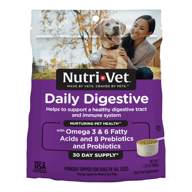 Nutri-Vet Daily Digestive and Immune Powder Omega-3-6 Supplemental Dog Food Topper - 1.76 Lbs - 30 Day Supply Default Title