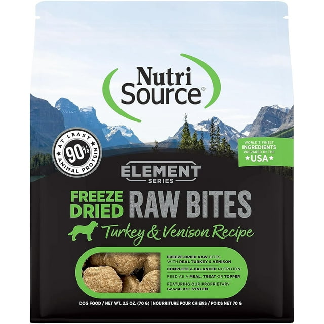 Nutrisource Element Series Raw Bites Turkey and Venison Freeze-Dried Raw Dog Food - 2.5 Oz - Case of 12