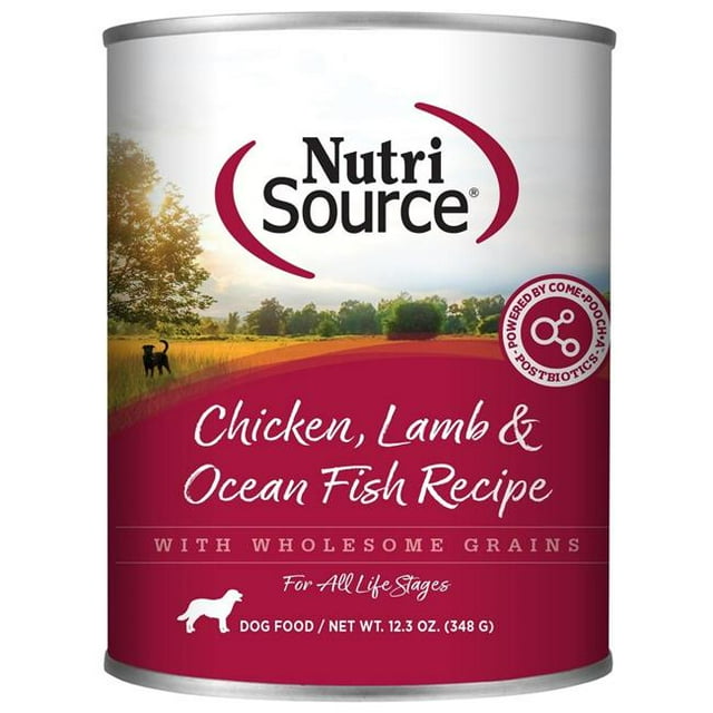 Nutrisource Chicken Lamb Oceanfish with Wholesome Grains Canned Dog Food - 12.3 Oz - Case of 12