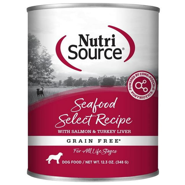Nutrisource Grain-Free Seafood Select Salmon and Turkey Liver Canned Dog Food - 12.3 Oz - Case of 12