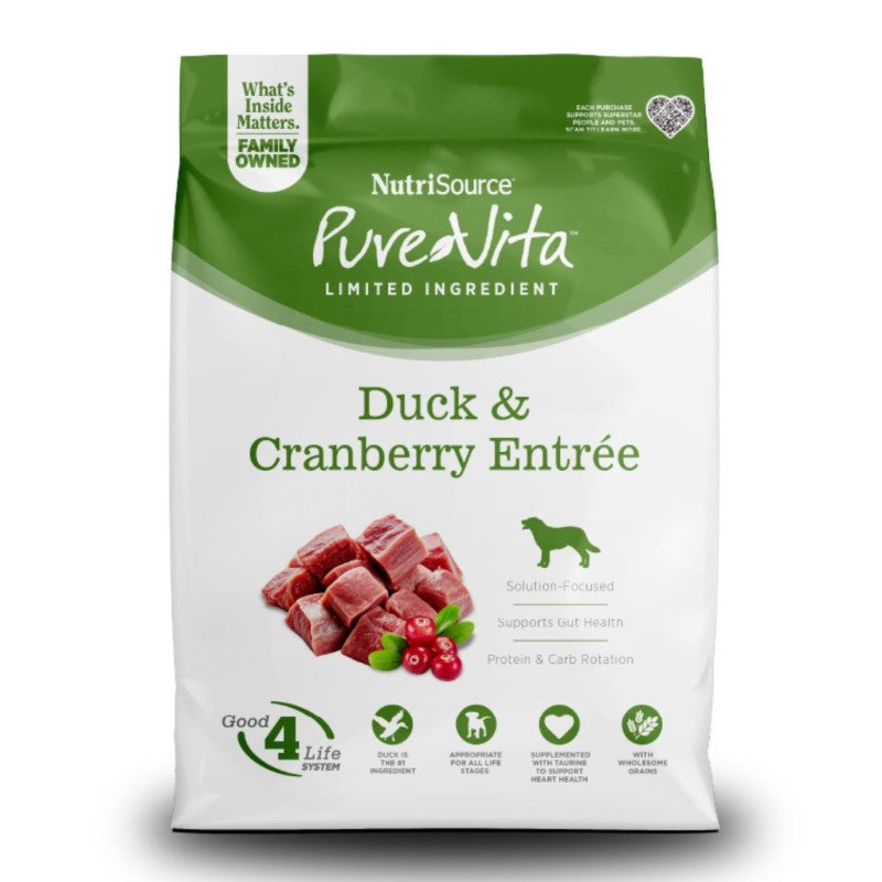 Nutrisource Pure Vita Duck & Cranberry Dry Dog Food - 25 lb Bag