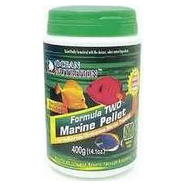 Ocean Nutrition Formula 2 Herbivore and Omnivore High-Protein Medium-Size Tropical Saltwater Fish Food Pellets - 14 Oz