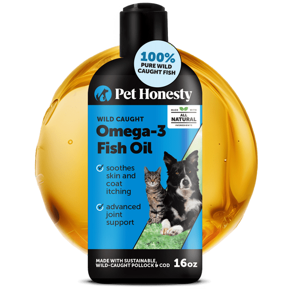 Pet Honesty Wild-Caught Omega-3 Fish Oil Skin Brain and Joint Support Liquid Dog and Cat Supplement - 16 Oz