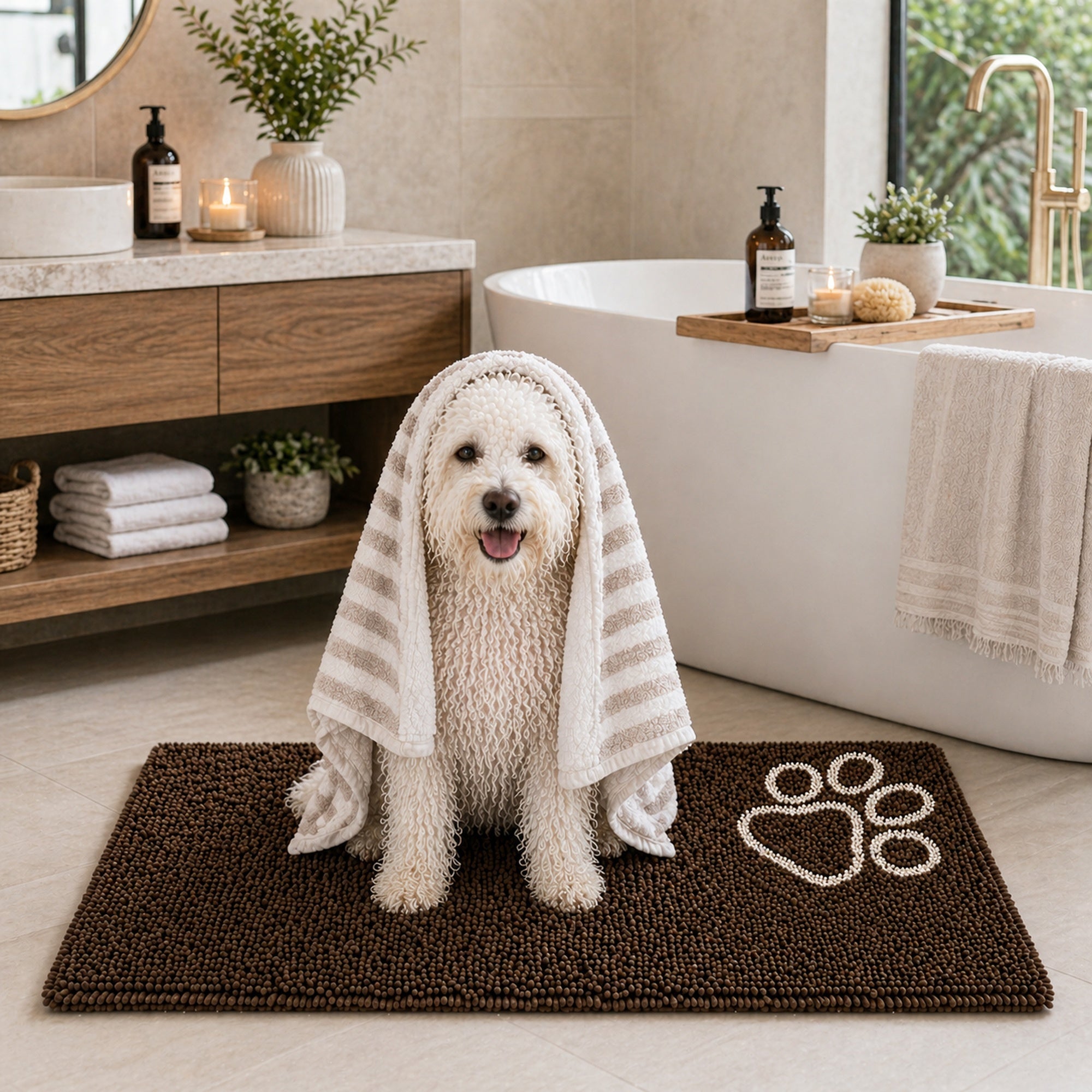 Pet Life ® 'Fuzzy' Quick-Drying Anti-Skid and Machine Washable Dog Mat