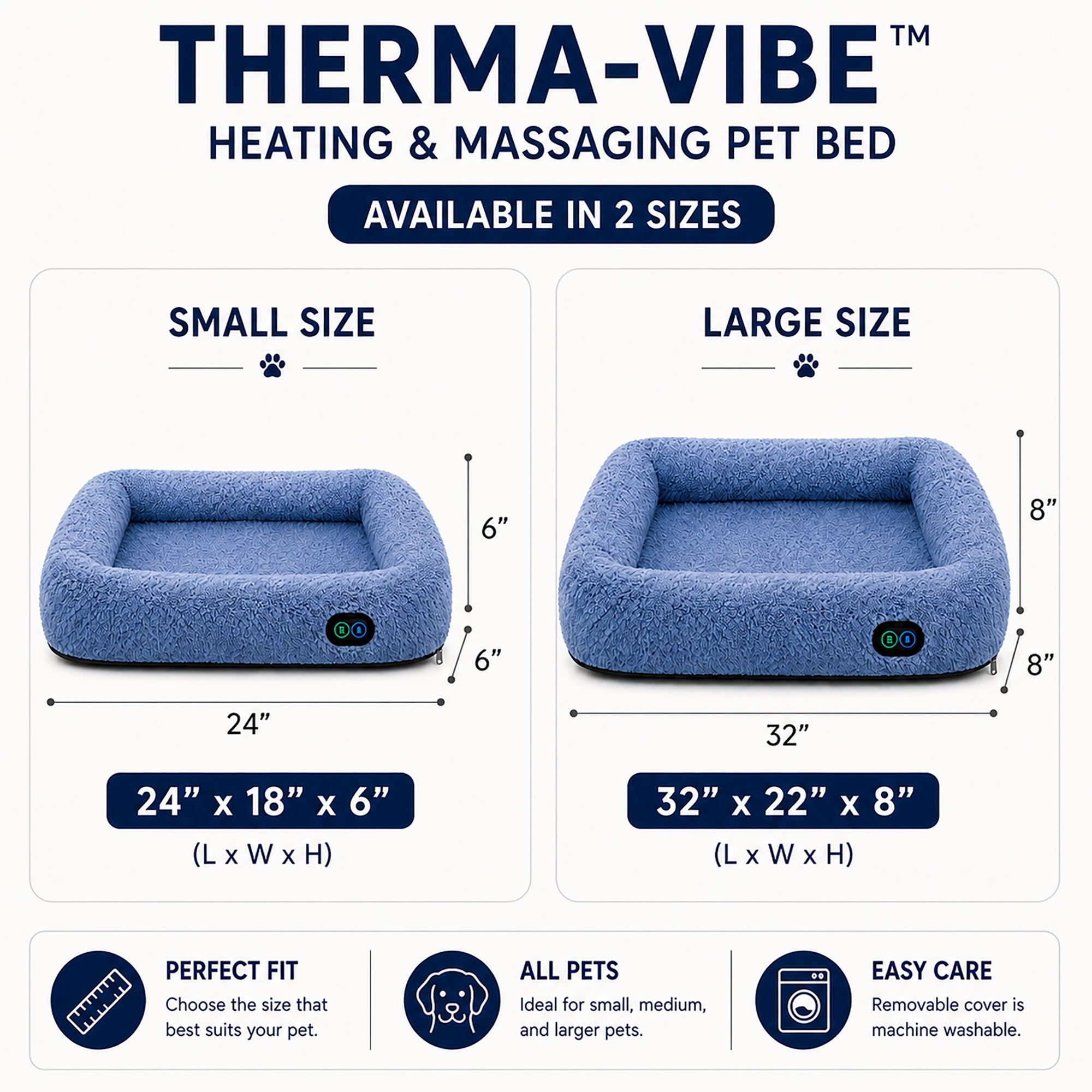 Pet Life ® “Therma-Vibe” Heating and Massaging Smart Pet Bed