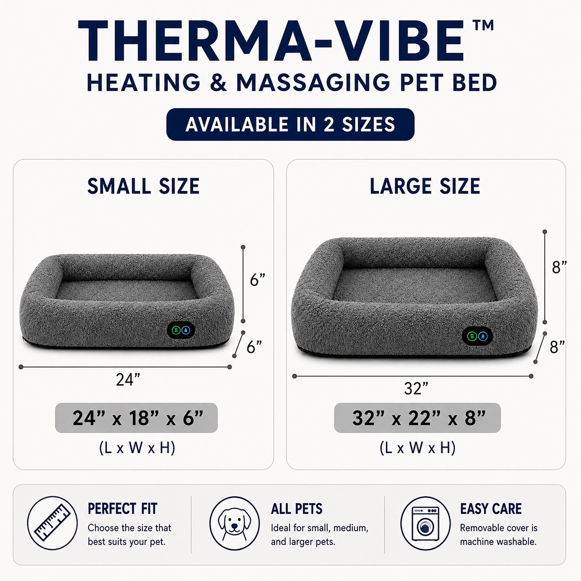 Pet Life ® “Therma-Vibe” Heating and Massaging Smart Pet Bed