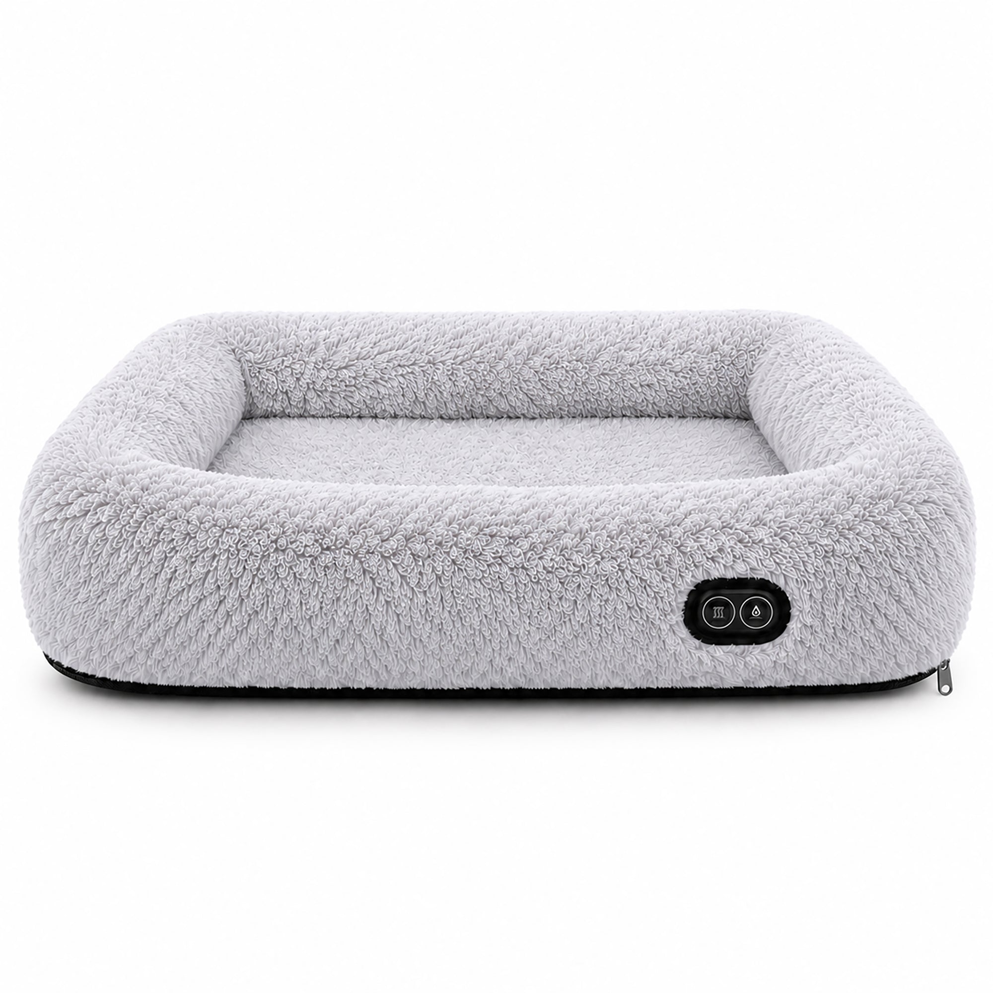 Pet Life ® “Therma-Vibe” Heating and Massaging Smart Pet Bed Small Light Gray