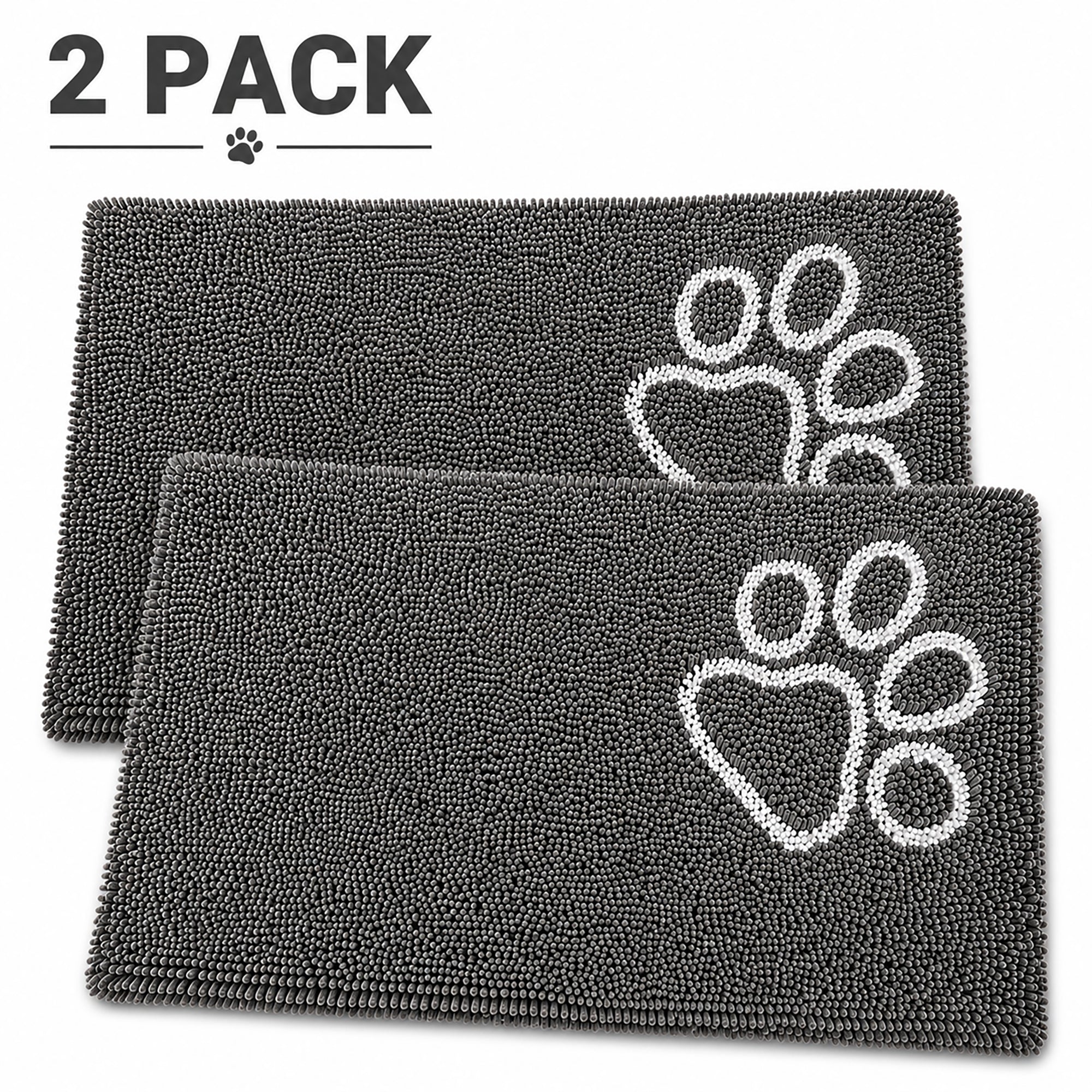 Pet Life ® 'Fuzzy' Quick-Drying Microfiber Anti-Skid and Machine Washable Dog Mat Pet Bed - 2 Pack - Gray Default Title