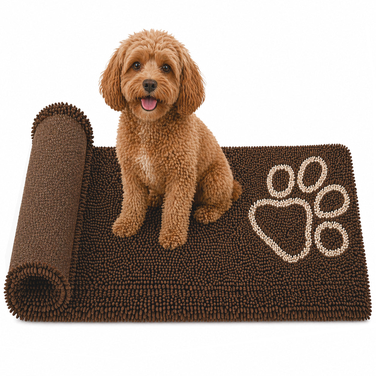 Pet Life ® 'Fuzzy' Quick-Drying Microfiber Anti-Skid and Machine Washable Dog Mat Pet Bed - 2 Pack - Dark Brown