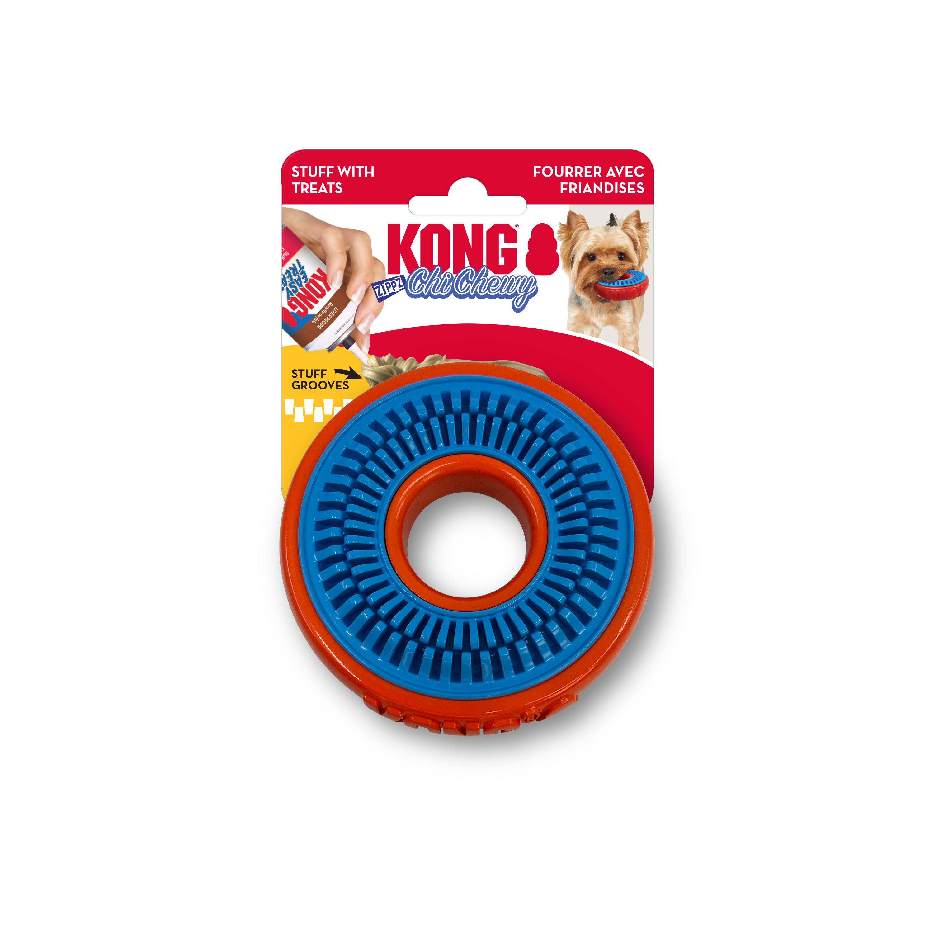 Kong Chi-Chewy Zippz Oral Hygeinic Grooves Ring Dog Toy - Small  