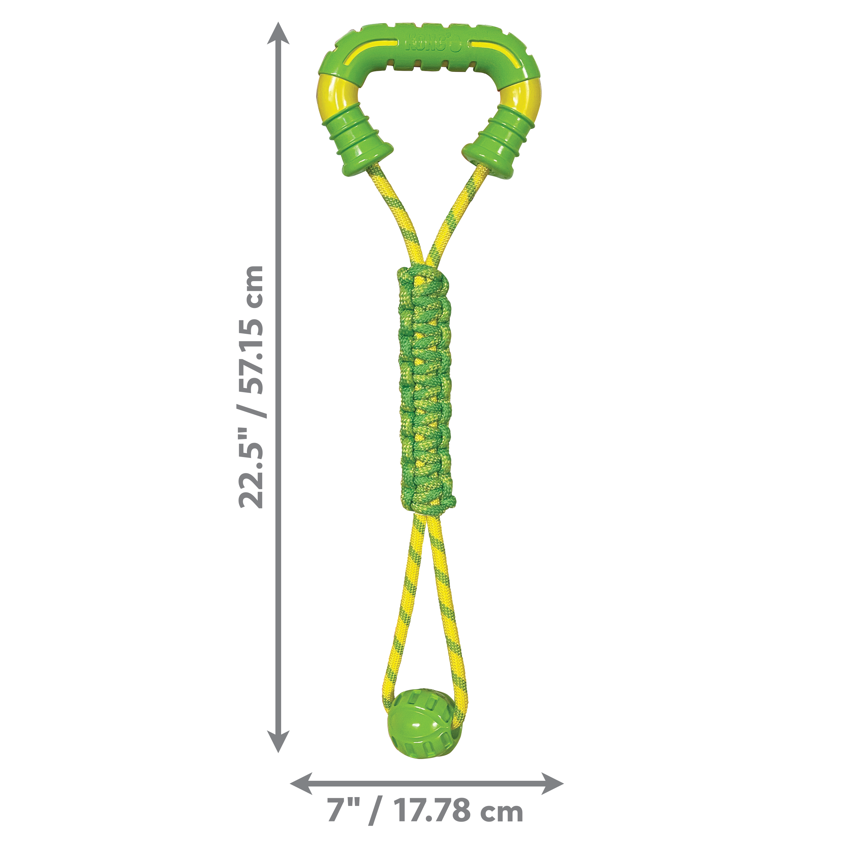 Kong Jaxx Mega Tug Handle and Weaved Rope with Ball Durable Dog Toy - Yellow  