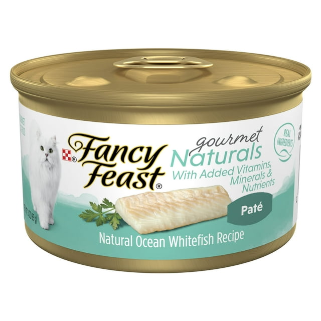 Purina Fancy Feast Gourmet Naturals Whitefish Pate with Vitamins and Minerals Canned Cat Food - 3 Oz - Case of 12  