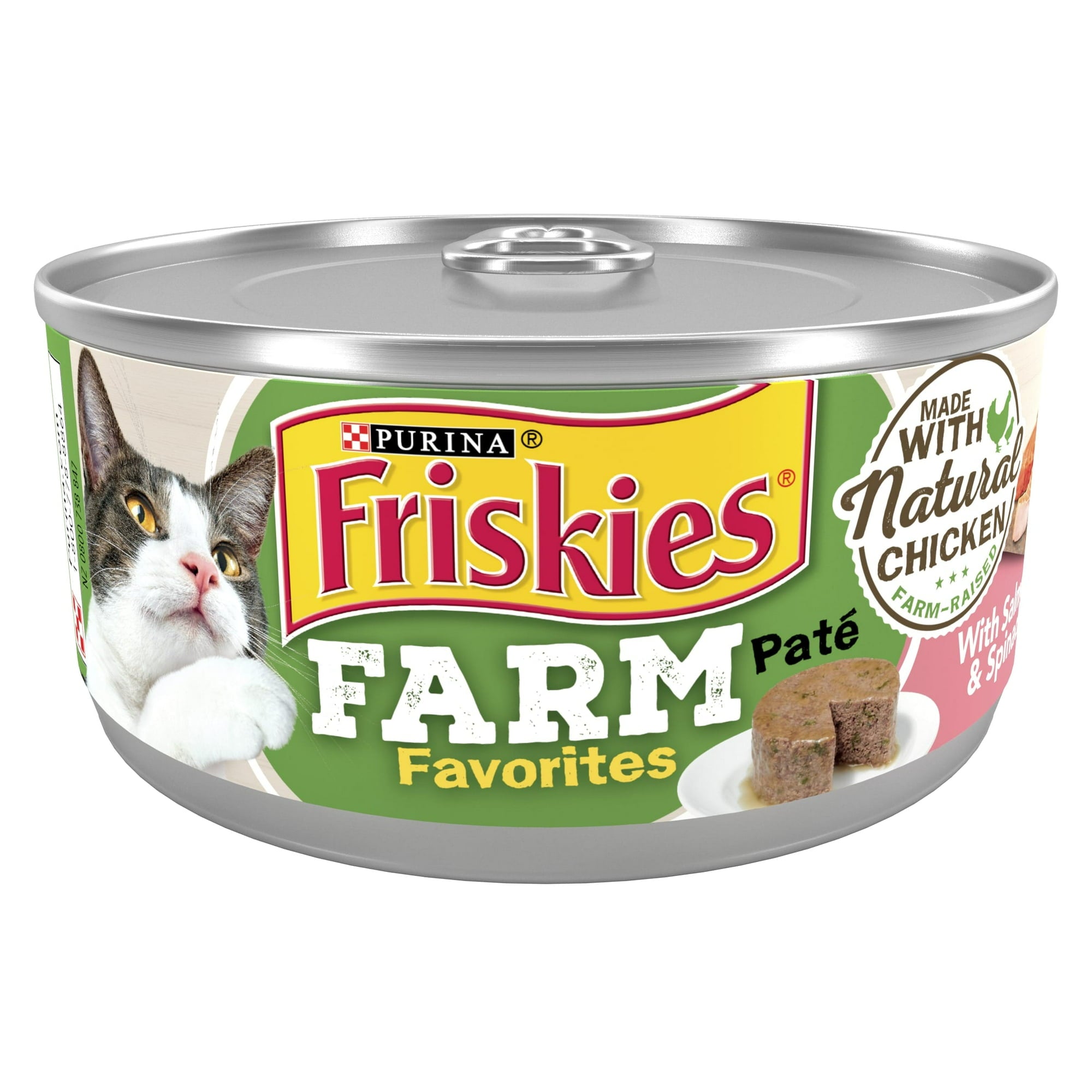 Purina Friskies Farm Favorites Chicken and Salmon with Spinach Pate Canned Cat Food - 5.5 Oz - Case of 24