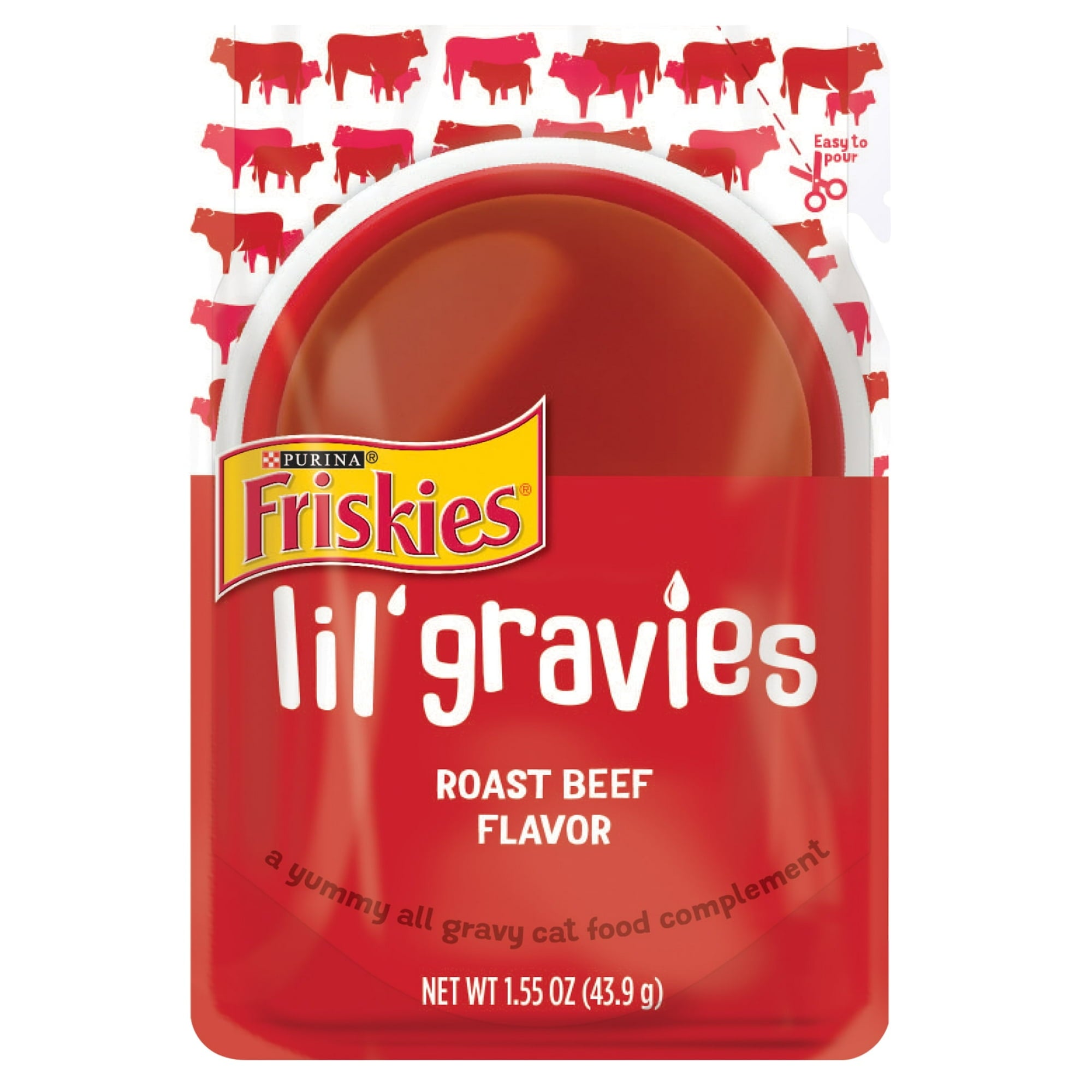 Purina Friskies Lil' Gravies Roast Beef Wet Cat Food Topper Pouch - 1.55 Oz - Case of 16