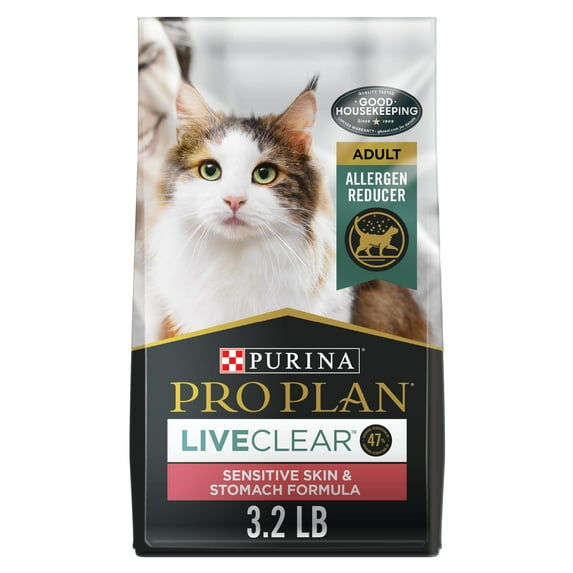 Purina Pro Plan LiveClear Allergen Reducing High-Protein Skin and Stomach Turkey and Oatmeal Adult Dry Cat Food 3.2 Pounds