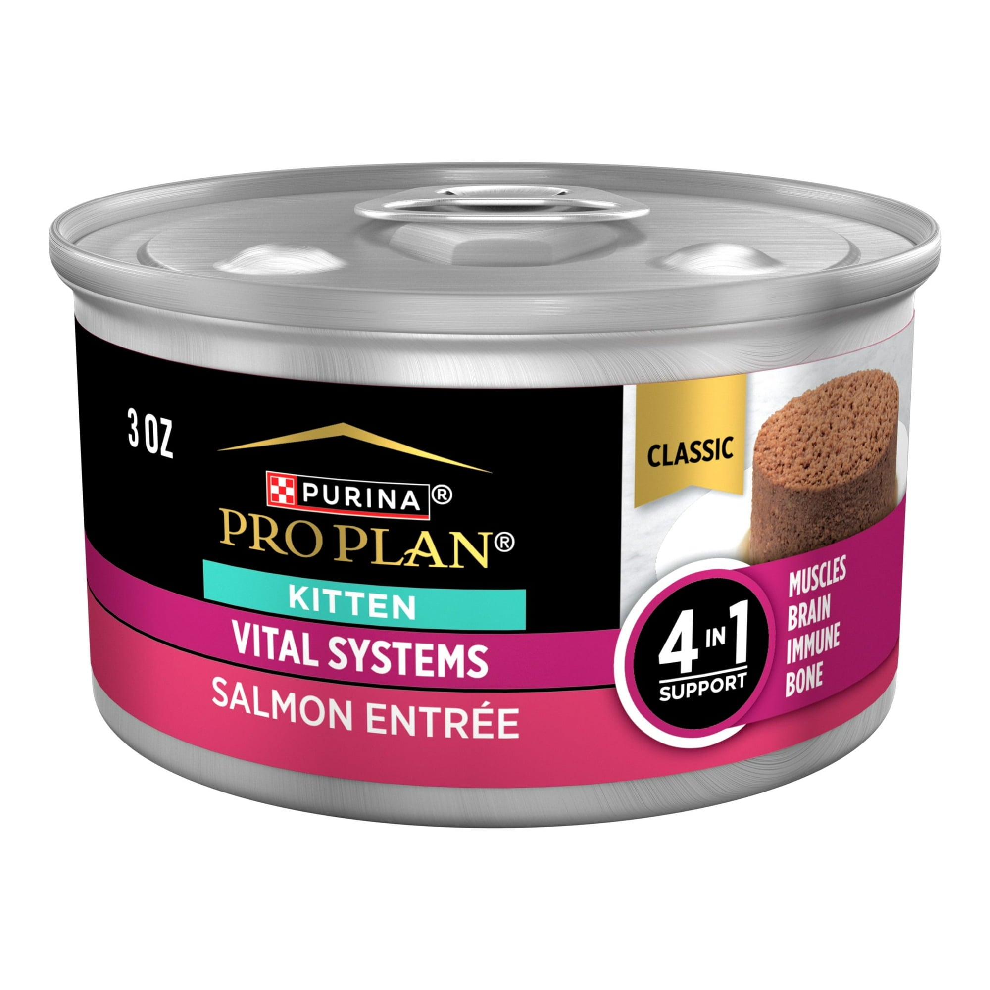 Purina Pro Plan Vital Systems 4-in-1 Support Salmon Pate Kitten Formula Canned Cat Food - 3 Oz - Case of 24 Default Title