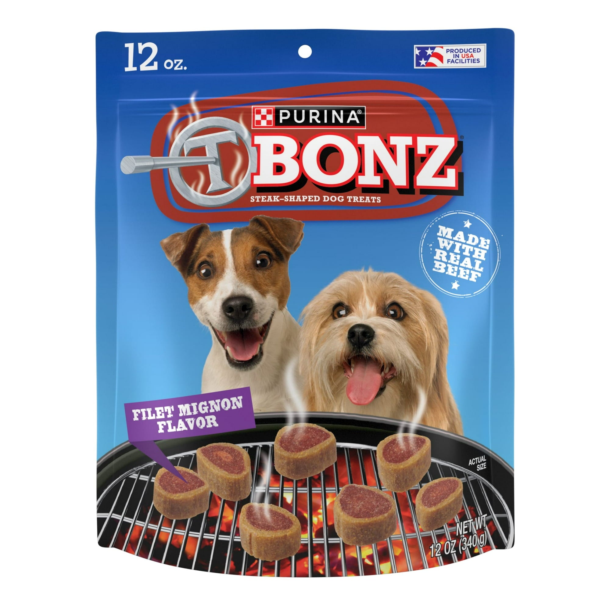 Purina T-Bonz Filet Mignon Flavored Steak Shaped Soft and Chewy Dog Treats - 12 Oz - Case of 5